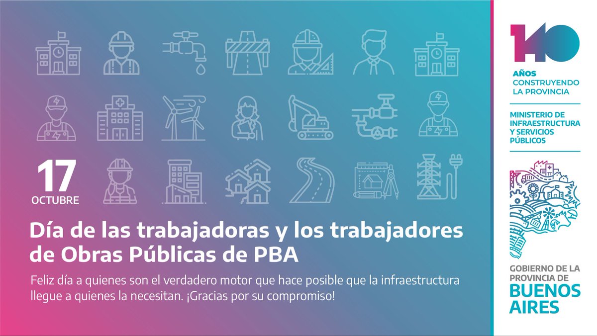 Cada obra que ejecutamos, se convierte en una realidad por los equipos que trabajan para transformar la Provincia con más y mejor infraestructura. 

En su día, agradecemos la dedicación y renovamos el compromiso de seguir construyendo un futuro para las y los bonaerenses