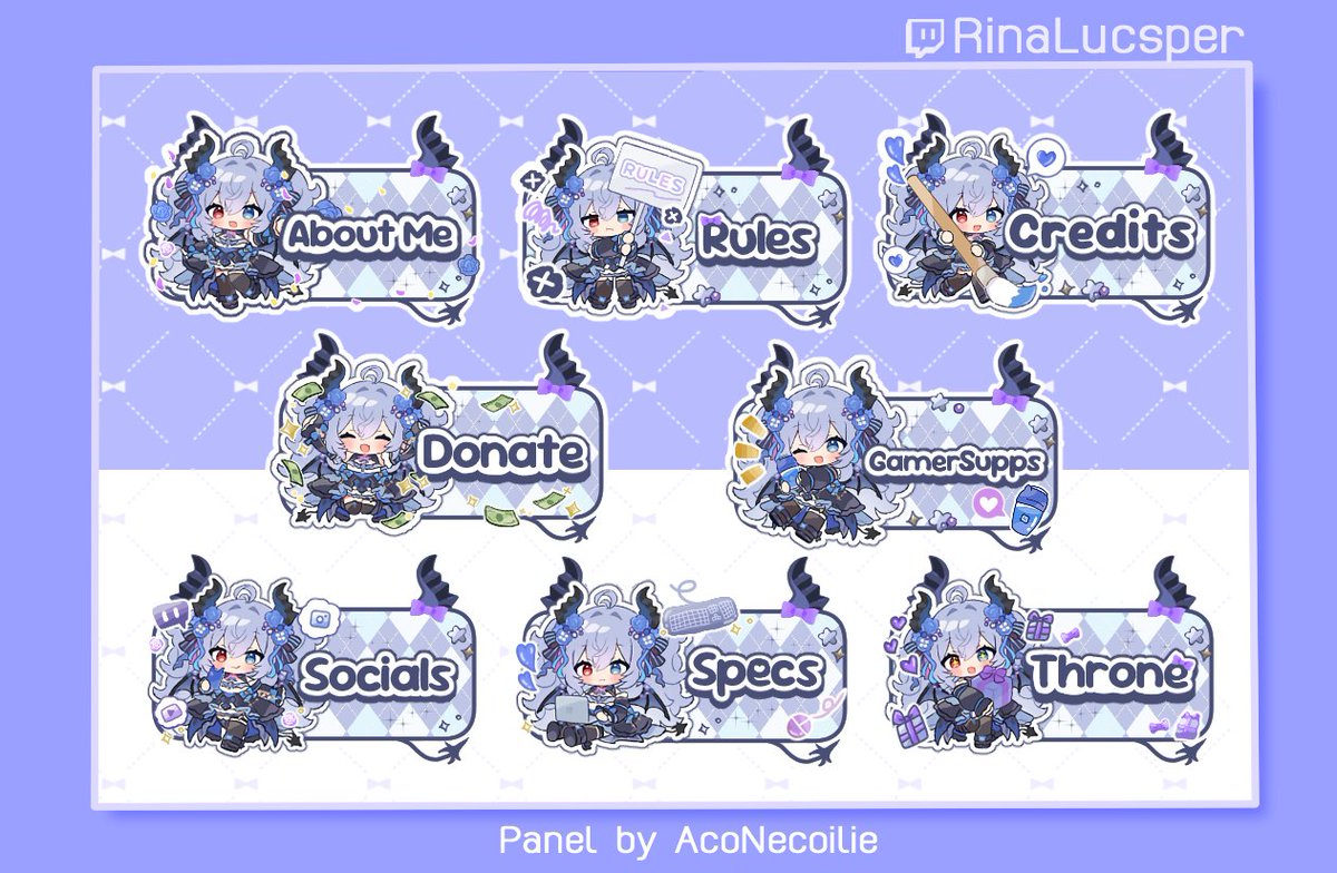 neco__aco's tweet photo. ꒰ MV Works ꒱

Rina Lucsper様(@RinaLucsper )
Twitchパネルデザインを担当させていただきました
※SDイラストはIllustrator様の作品です

リデビューおめでとうございます.ᐟ.ᐟ

#Vtuber #twitchstreamer https://t.co/OS06VnwrET