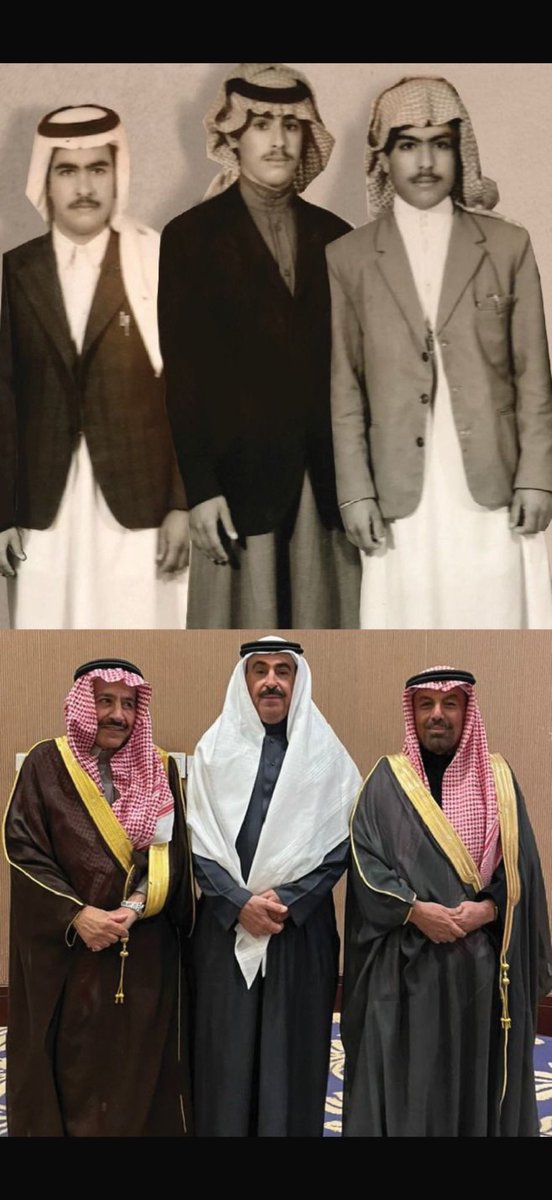 كم انا سعيد بتلك الزماله والتي اصبحت صداقة استمرت لما يقارب الاربعون سنه مقاومة كل مايعتري العلاقات أياً كانت العوامل الناتجة عن ضغوط الحياة ووقفت صامدة بعلاقة اخوية صادقه جمعتنا كماظهر بالصورة الاولى بعد المرحله الثانويه وظهرنا  بالصورة الثانيه بمناسبة زواج اصغر ابنائي ادام الله