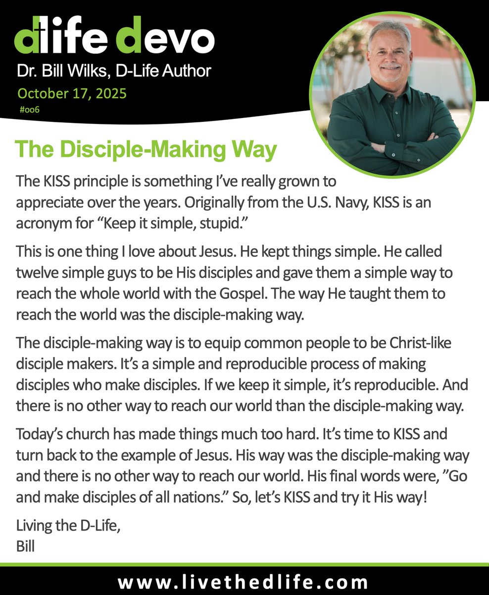 D-LIFE DEVO (#006): "The Disciple-Making Way" (10/17/25). For more on D-Life or D-Life Training, go to: livethedlife.com
#dlife #disciplemaking #makedisciples #discipleship #evangelism #thegreaterwork