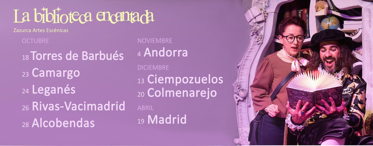 LA BIBLIOTECA ENCANTADA gira en Aragón, Cantabria y Madrid en el mes de octubre!
#LaBibliotecaEncantada #Familiar #PoesíaLovers