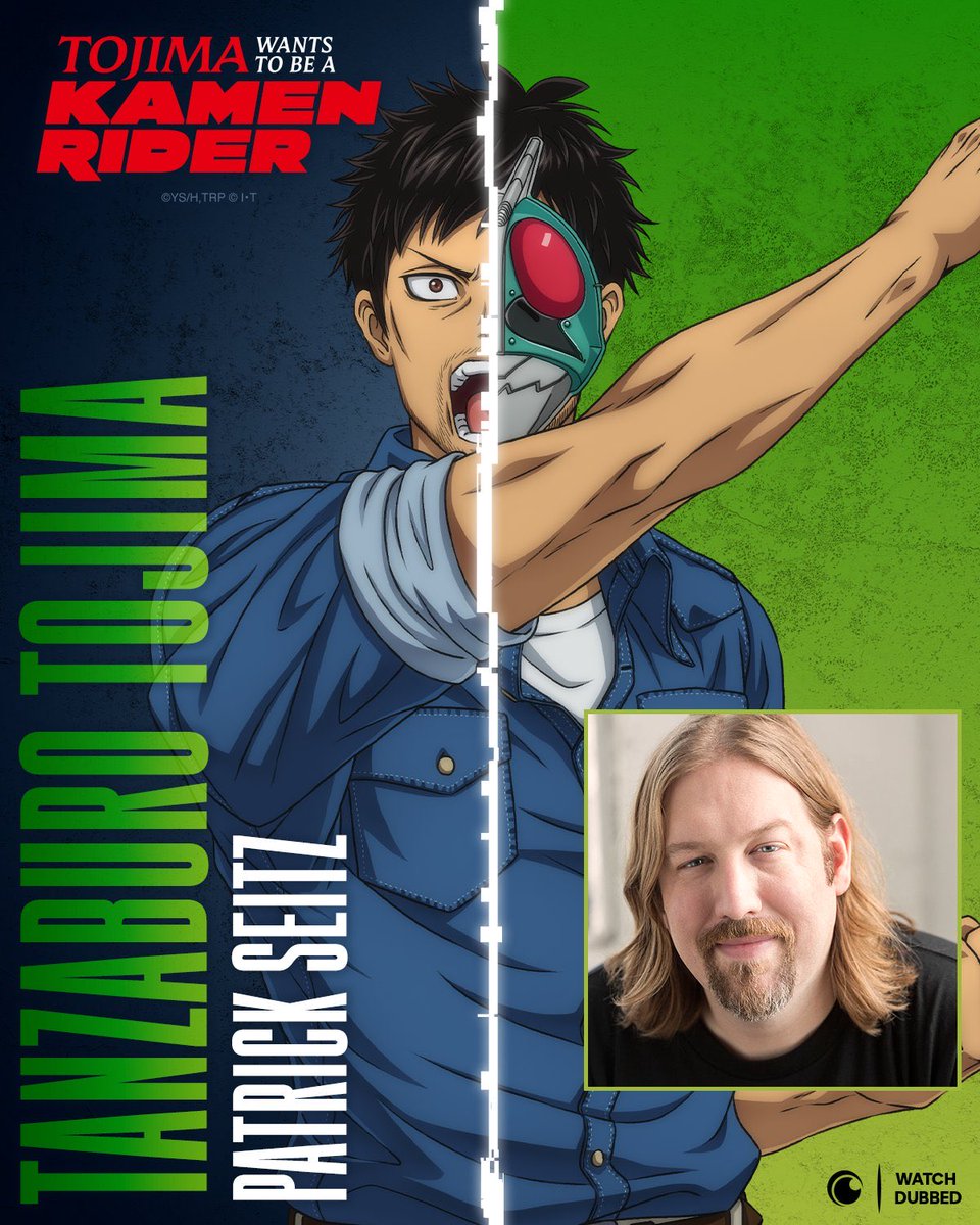 Crunchyroll (@crunchyroll) on Twitter photo The English dub of Tojima Wants to Be a Kamen Rider begins tomorrow! 🔥
Tojima - <a href="/Seitz_Unseen/">Patrick Seitz</a>
✨ CAST & CREW: got.cr/TojimaDub The English dub of Tojima Wants to Be a Kamen Rider begins tomorrow! 🔥
Tojima - <a href="/Seitz_Unseen/">Patrick Seitz</a>
✨ CAST & CREW: got.cr/TojimaDub