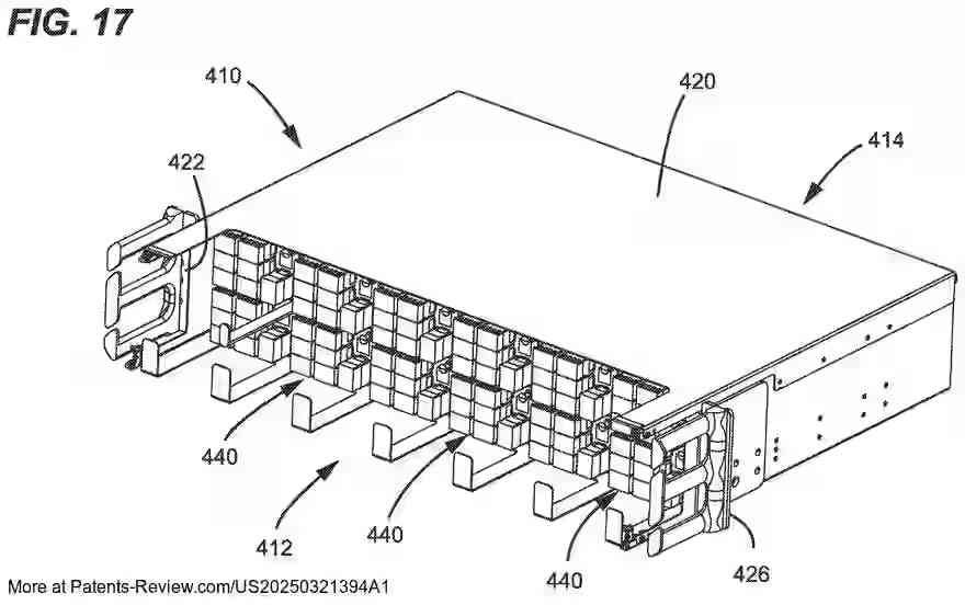 PatentPulse's tweet image. Discover the latest #patent application from #CommScope: &quot;OPTICAL PANEL ARRANGEMENTS AND MODULES THEREFORE&quot; #US20250321394A1. 

This innovation offers at least 288 output fiber connections within 1 rack unit (RU) using modules with optical adapters. 

Each adapter defines…