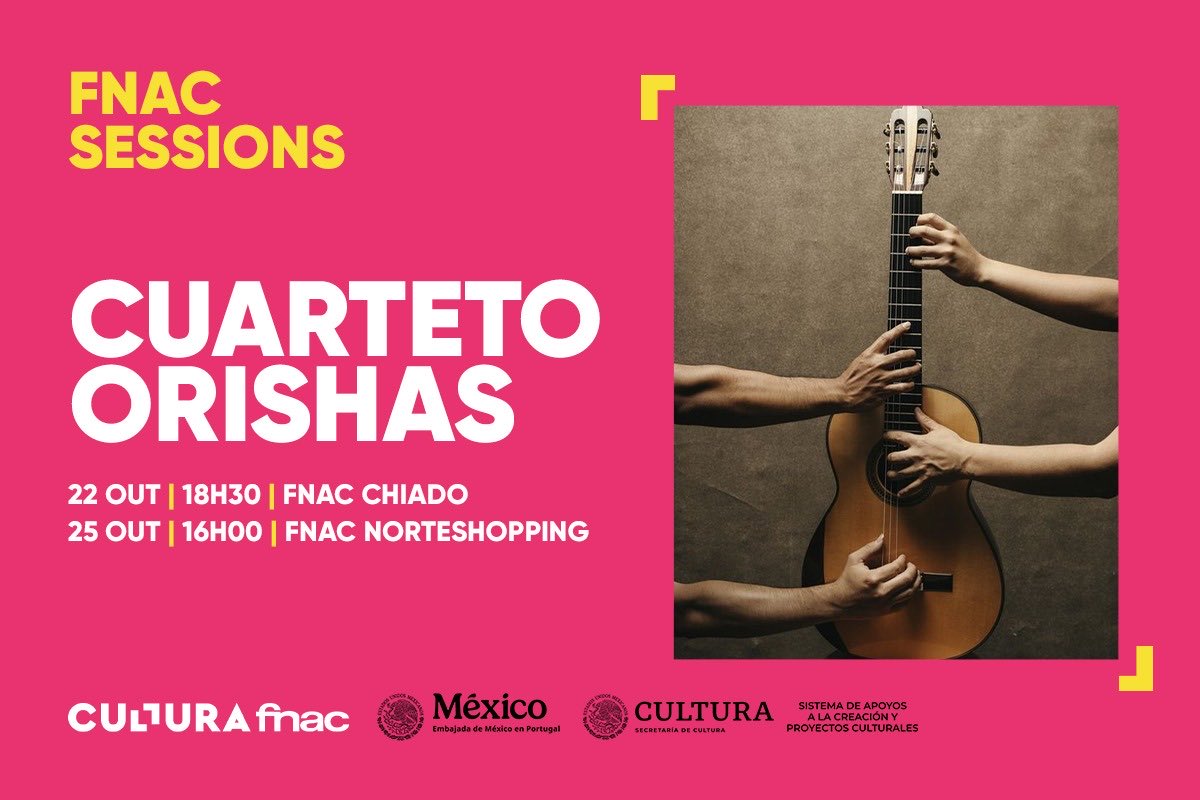 Con casi 20 años de trayectoria el ensamble mexicano de guitarras, Cuarteto Orishas, se presentará en Lisboa en FNAC Chiado, y en Porto en FNAC NorteShopping como parte de su gira europea 2025. Te esperamos! #DiplomaciaCulturalMx