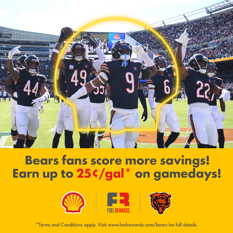 BearsLocal's tweet photo. Kick off gameday with more savings with the Fuel Rewards program from @Shell