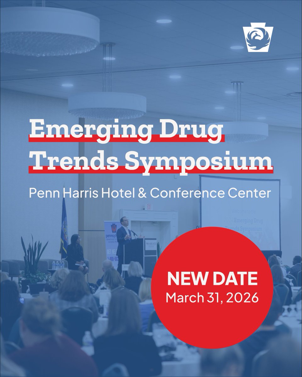Our Emerging Drug Trends Symposium has a new date!
📅 Tuesday, March 31, 2026
📝 Learn more &amp; register: pa.gov/agencies/ddap/…