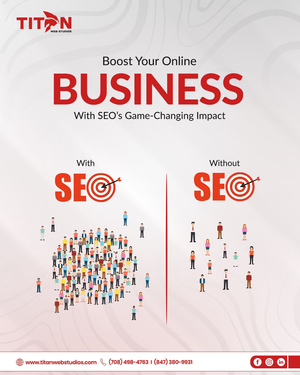 titanwebstudios's tweet image. Struggling with low online traffic?  This visual says it all: SEO = crowds of customers. No SEO = tumbleweeds.   Level up with Titan Web Studios – expert SEO that drives real.  titanwebstudios.com 
#SEOPower #BusinessGrowth #TitanWebStudios #DigitalMarketing #Entrepreneurship