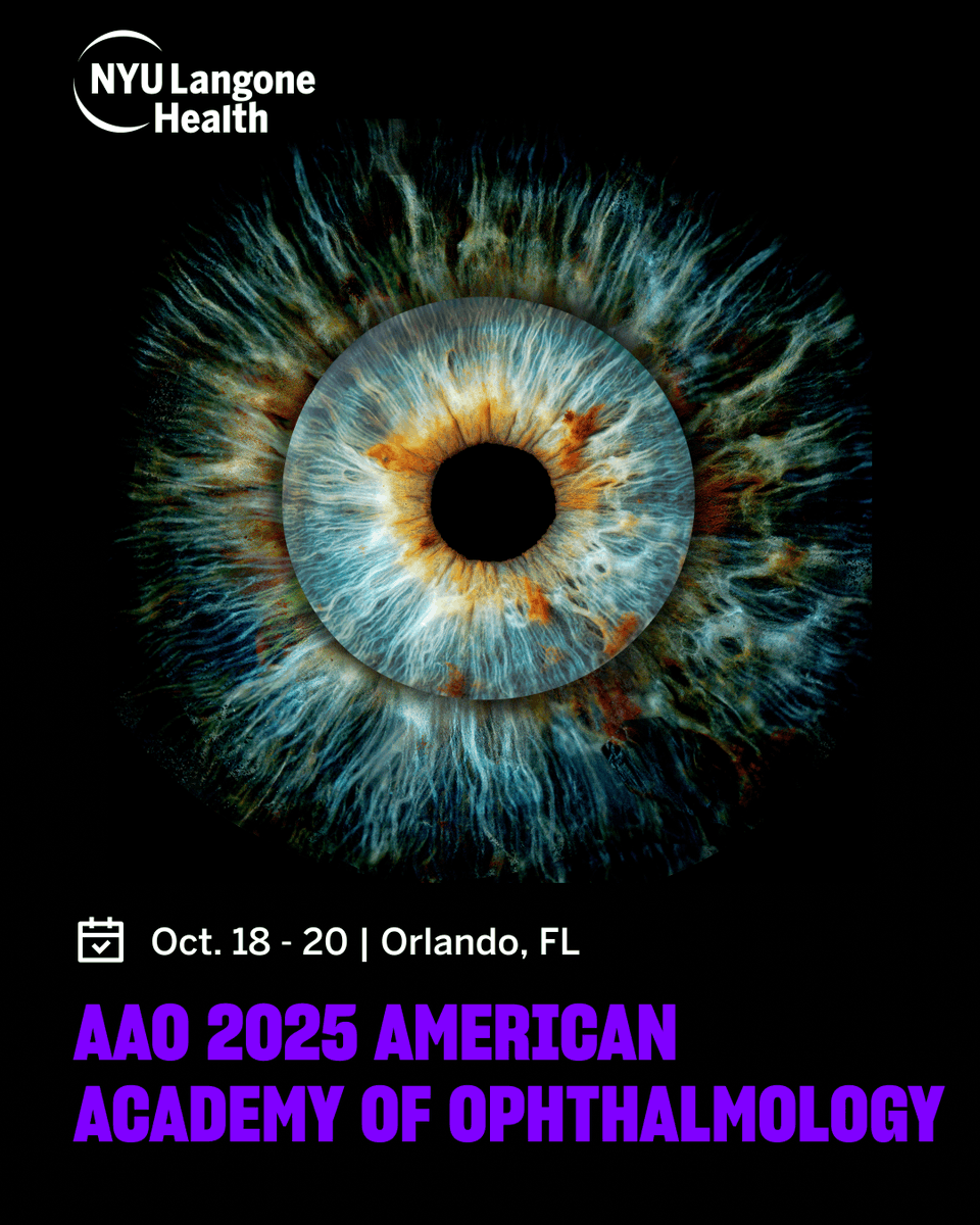 Meet <a href="/NYULangoneEye/">NYU Langone Ophthalmology</a> experts at #AAO2025 in Orlando, Oct 18–20 👁️ Our faculty will share the latest advances in glaucoma, corneal health, MGD, and vitreoretinal surgery.

Join us to connect, collaborate, and advance the future of eye care: bit.ly/46ZTGS4