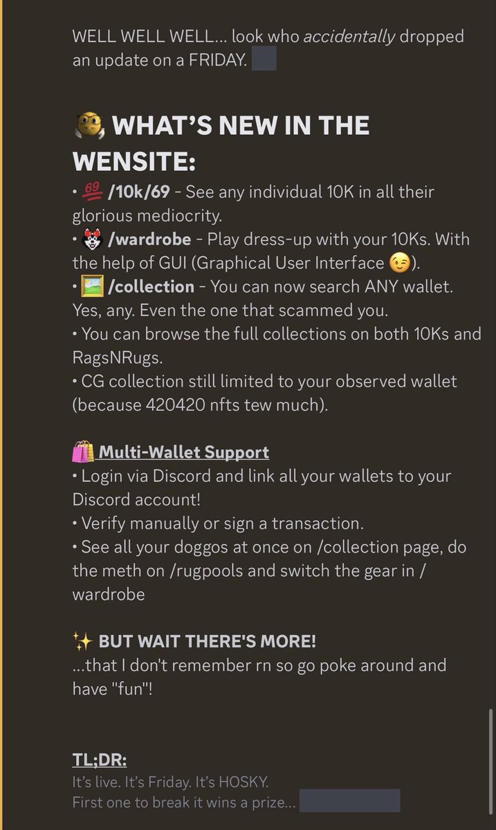 HOSKY (@hoskytoken) on Twitter photo Website update, play dress up on our website with your HOSKY NFTs
hosky.io Website update, play dress up on our website with your HOSKY NFTs
hosky.io
