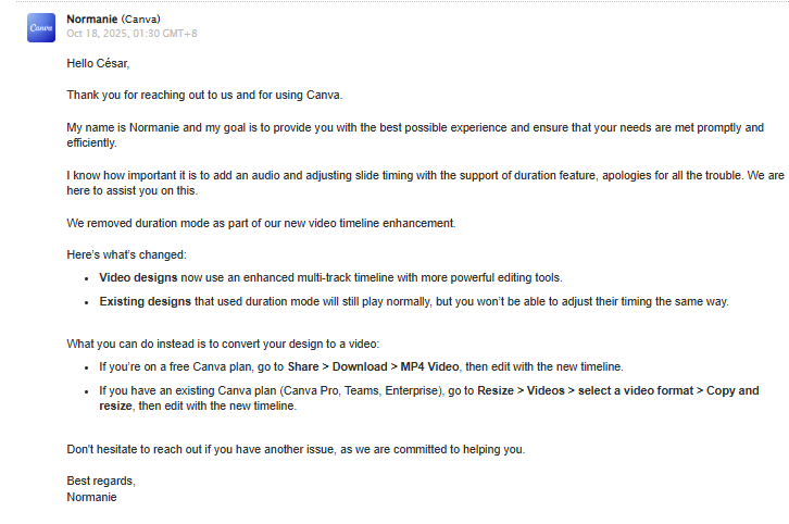 DrCesarAlberto's tweet photo. @danielbelchi @canva I did the same, and they replied, look out. https://t.co/IvRQHMjfwp
