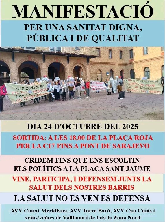 #SanitatPublica <a href="/salvadorilla/">Salvador Illa Roca</a> por una Sanidad digna. Ambulatorio de Ciutat Meridiana que da cobertura, A Vallbona, Torre Baro y Ciutat Meridiana donde llevamos muchos años sin que se cubran las plazas de los 10 médicos que faltan. Pediatras con agendas cerradas!! TE ESPERAMOS ✊