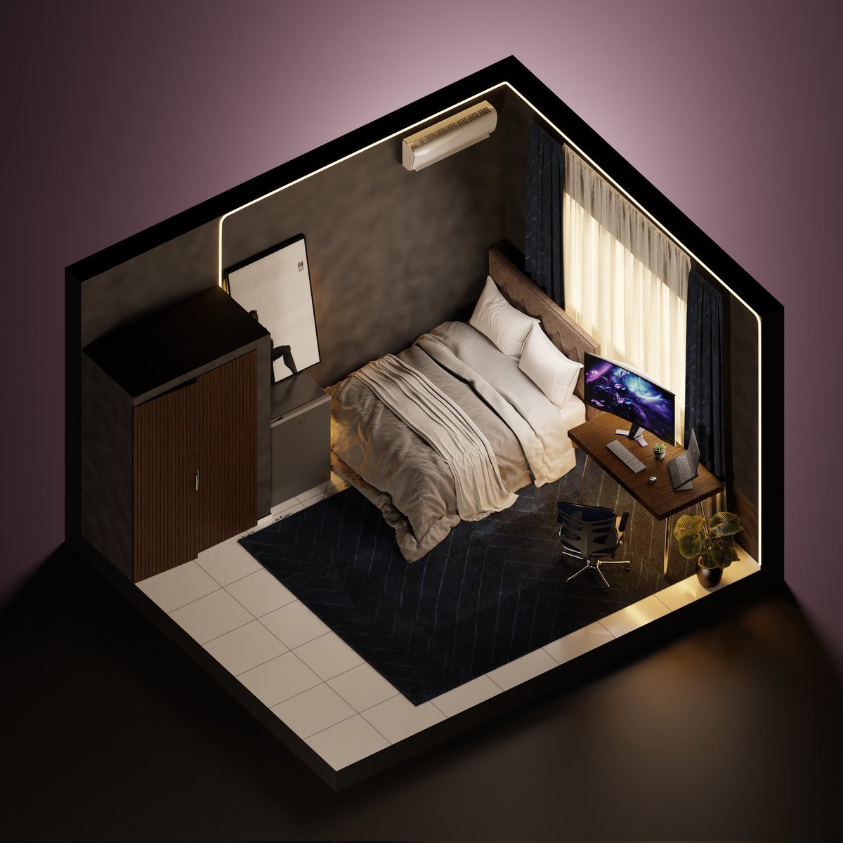 oorelash's tweet image. Modelled my bedroom. Also, manifesting the monitor and laptop 🙏
#b3d #blendercycles #render