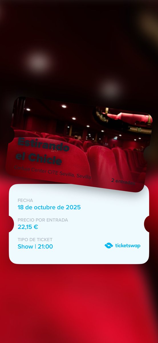Arielosa3's tweet photo. Entradas para Estirando el chicle en Sevilla 18 de Octubre a las 21h venta segura a través de TicketSwap https://t.co/fdboGi3ggW https://t.co/BhuzTscGFx