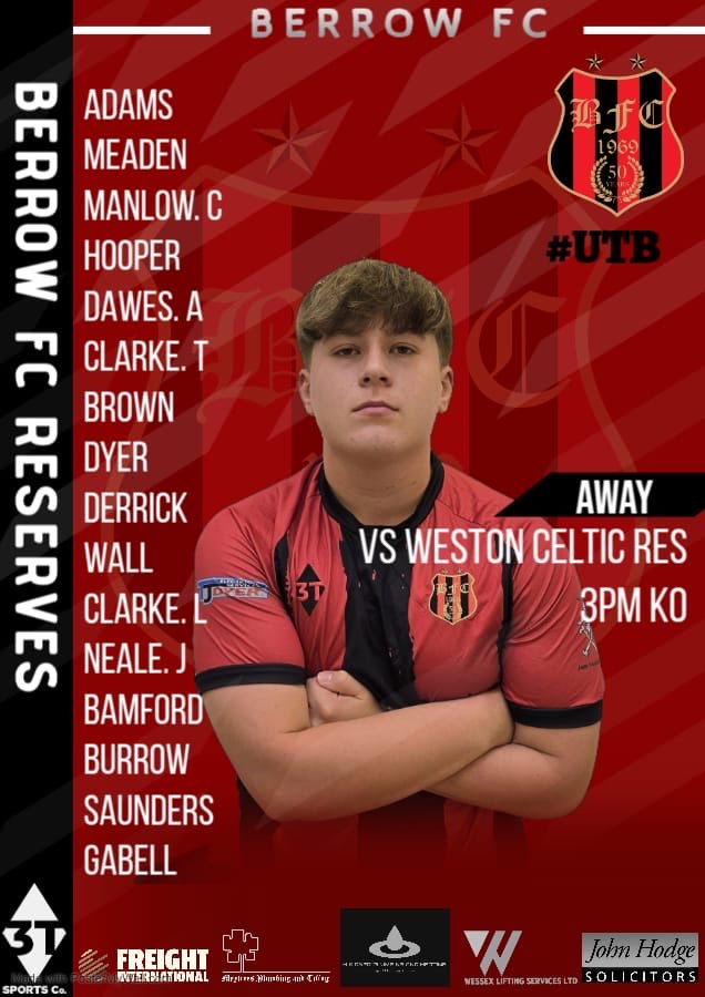 The Reserves squad for Saturdays away match vs Weston Celtic Reserves. 3pm KO👊

Hans Price Academy

Let’s go boys 🫵 #UTB 🔴⚫️🔴⚫️