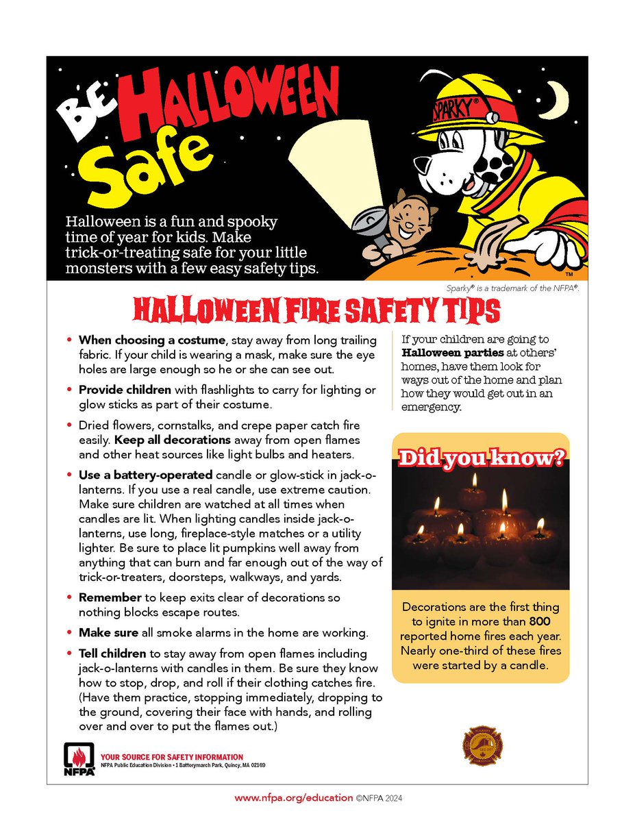 Halloween is this Friday! Make sure you stay Fire Safe by following these simple tips.