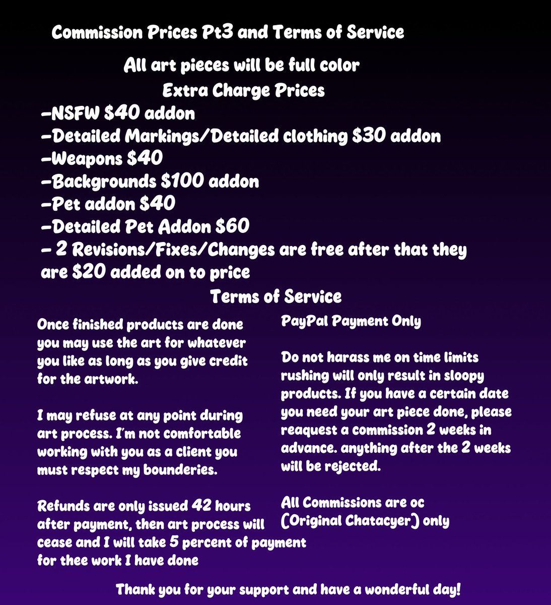 ⭐️🚀🍪New commission prices and terms of service 🍪🚀⭐️