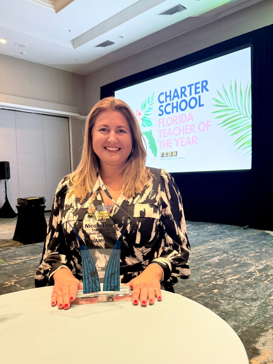 Our Literature Teacher, Ms. Nicole Leon, has been selected as the 2025 Charter School Teacher of the Year!

For 20 years, Ms. Leon has been pivotal in the formation of morally centered individuals that seek to find truth, goodness, and beauty. 

Congratulations!