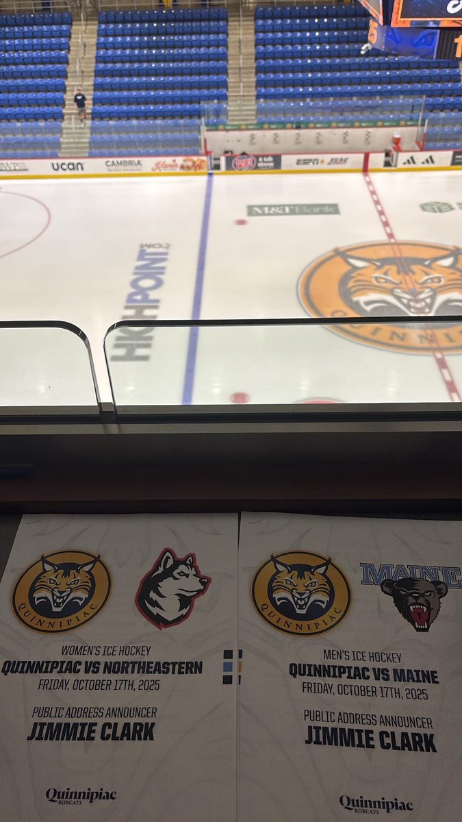 High above the ice at M&amp;T Bank Arena for my very first and second QU games!