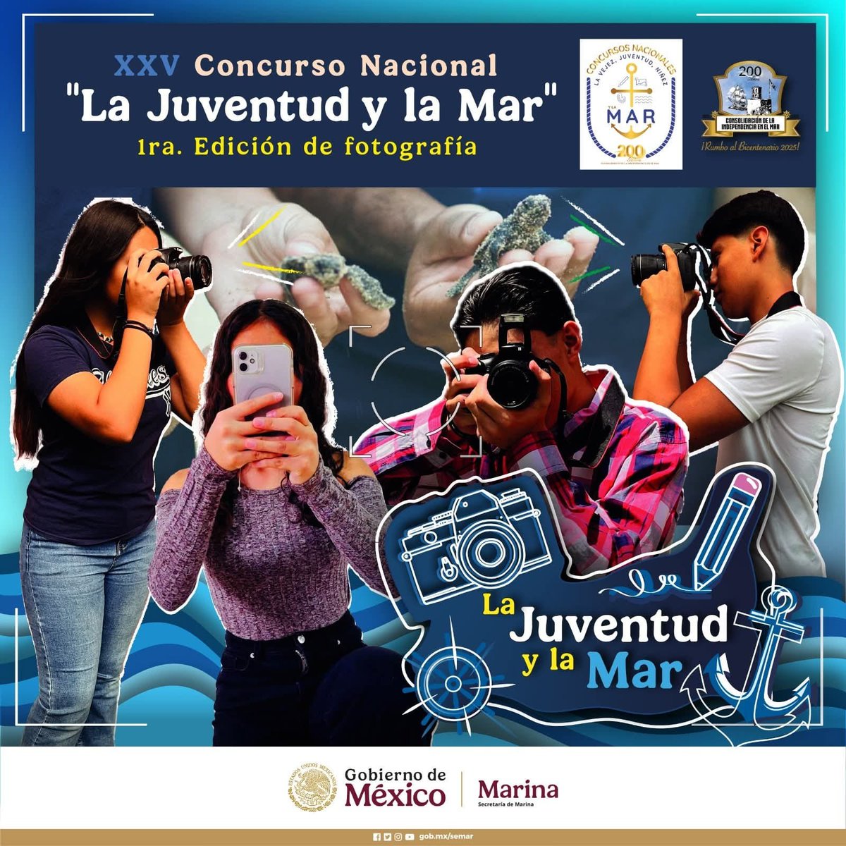 📸 ¿Tienes entre 13 y 17 años y amas la fotografía? Participa en el Concurso Nacional "La Juventud y la Mar"  Captura el mar y su belleza con conciencia ecológica.
🗓️ hasta el 31 de octubre 📩 Envía tu foto: concursos.tab@nube.sep.gob.mx 🔗 Info: bit.ly/3Q2gFJ3