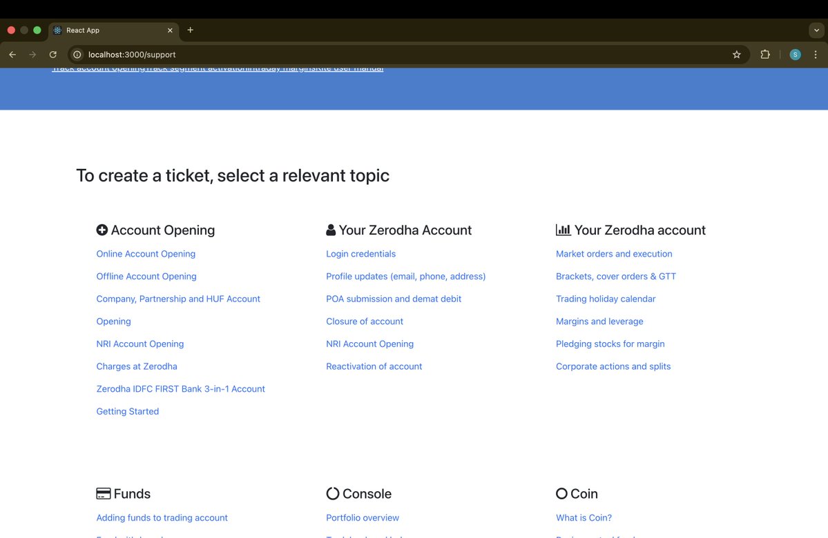 Sufiyan_Dev's tweet image. 🚀 Day 23 of #100DaysOfCode
Built the Pricing & Support sections of my Zerodha Clone 💻✨
#WebDev #ReactJS #Bootstrap #CodingJourney
