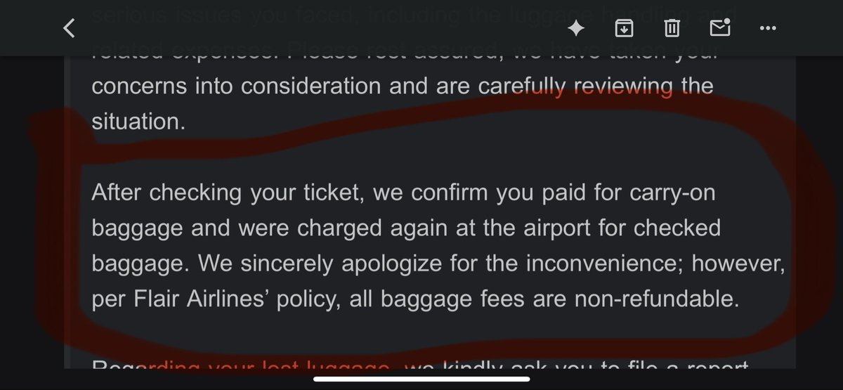Flair Airlines forced my wife to check her bag, lost it for two weeks including her medication that we needed to pay another $275 for. Took my daughters stuffed animal because it was too big and opening tell you they can steal from you and you can’t do anything about it.