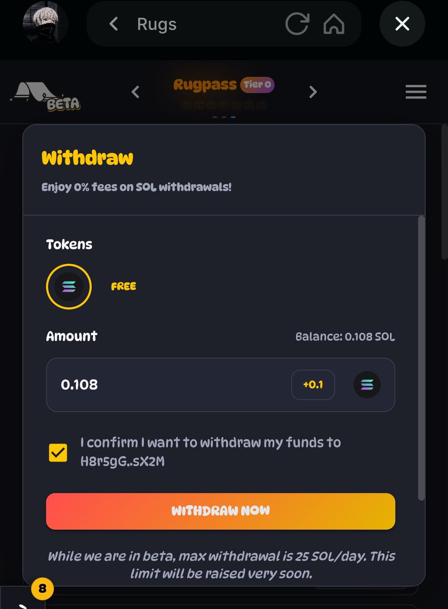 web3_manager2's tweet image. $1 to $20 On Rugs.fun, Small win but still solid 20x 😅

And the $1 was from solclaimer.com, You earn sol from your previous token interaction ( buying memecoins).

Make I go restock my garri 😌😌