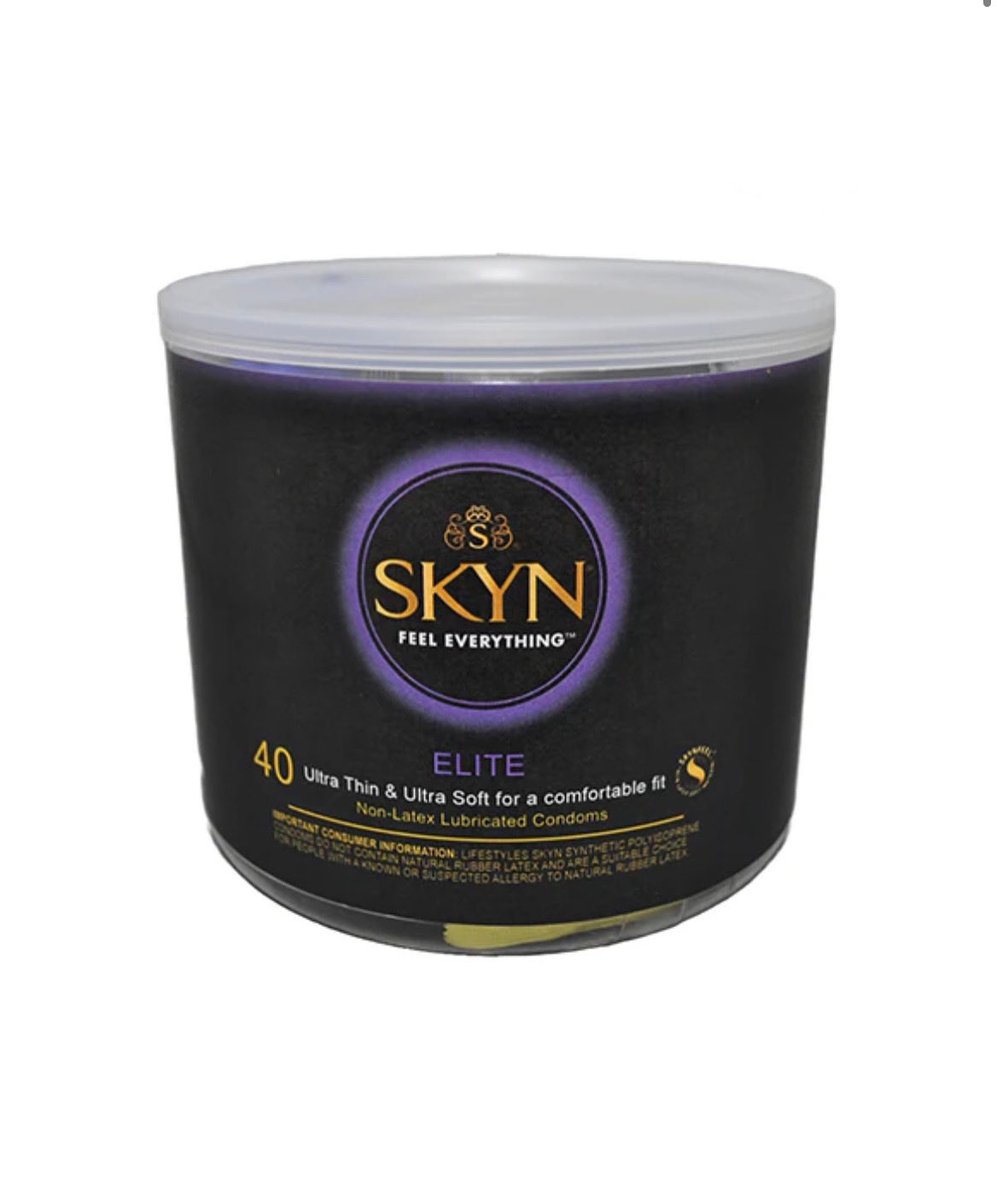 SKYN® Elite Ultra-Thin Premium Polyisoprene Lubricated Condoms are made with SKYNFEEL® material, a non-latex material that feels soft and natural. 15% thinner than our SKYN® Original condoms, and longer and wider for more comfort, these condoms provide ultimate sensitivity.