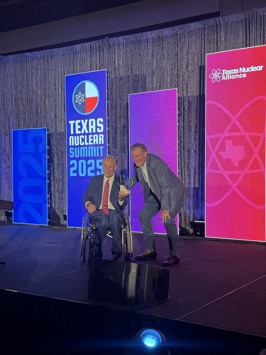 Proud to honor <a href="/GregAbbott_TX/">Greg Abbott</a> as the Atomic Texan of the Year! For championing Texas’ rise as America’s nuclear powerhouse. From the Advanced Nuclear Working Group to HB 14, his vision is keeping the Texas Miracle alive and thriving. #TXNuclearSummit2025 #txlege