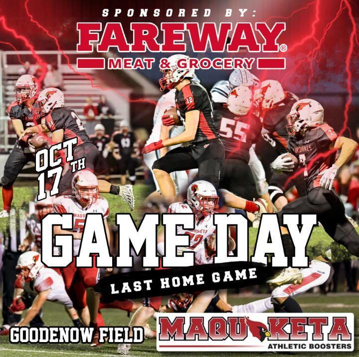 MCSDCardinals's tweet photo. 🏈 Senior Night🏈
📍Goodenow Field
⏰ 5:00 PM Fresh/Soph (Youth Football teams recognized at Half)
Senior night prior to Varsity Kickoff
Kick it for the Cards - at Halftime
Fareway is tonight’s Sponsor of the game!
Let’s get a huge crowd to finish up the home football season!!! https://t.co/ChQ9vSeCbi