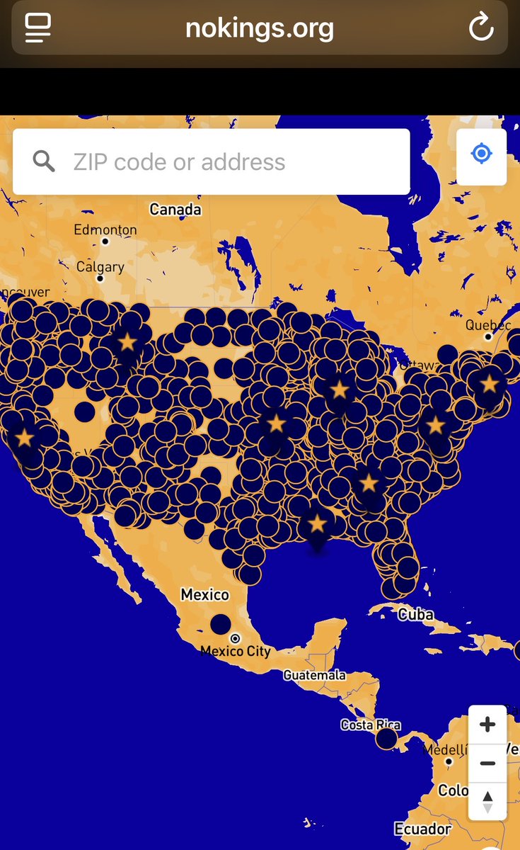 Here’s a Map of “No Kings” Events across the country. 

Note: events are being held in Boston, Washington DC, as well as in Kansas City, Atlanta, Montana, Wyoming, Oklahoma, Florida!  #NoKingsDayOct18th