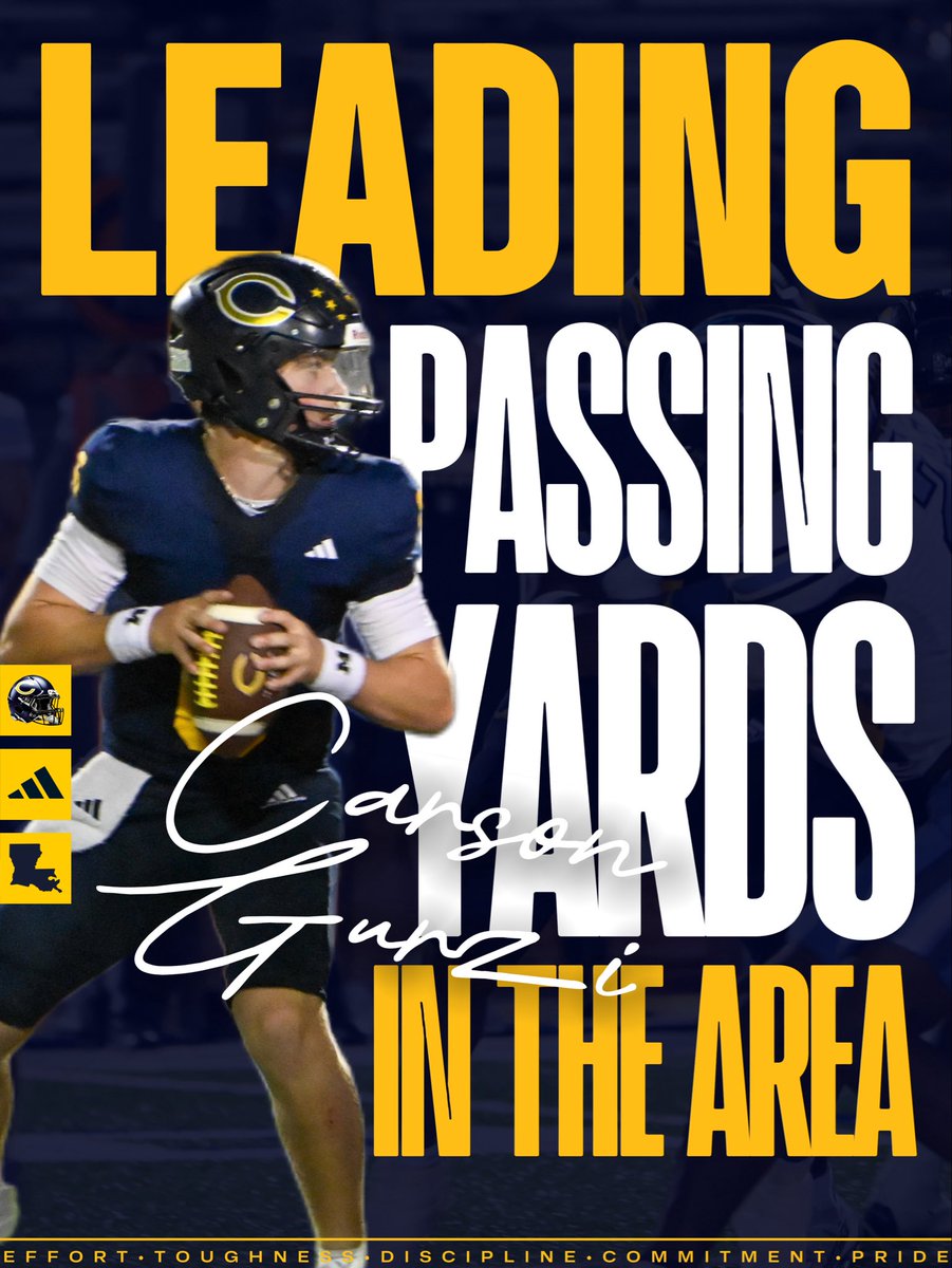CarencroFB's tweet photo. Carson Gurzi is now leading in passing yards in the Acadiana area!
#Carencro #EXIT4 #GeauxBears #Big5 #ProtectTheTeam #WhyNotUs #BeSpecial #SpotTheBall #AnswerTheQuestion #CHS #CarencroFootball #HighSchoolFootball #FNL #LouisianaFootball https://t.co/zcHgfS307w