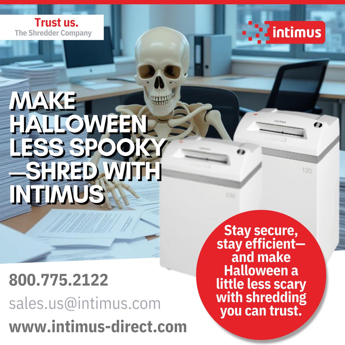 Intimus_NA's tweet image. 🎃Don't let Halloween give you a fright—shred right with Intimus!
Whether it's old documents or spooky clutter, Intimus makes it easy to stay secure and stress-free.
🛒Shop today: intimus-direct.com
#ShredSmart #HalloweenReady #IntimusShreds #NoScaryPaperwork 📷