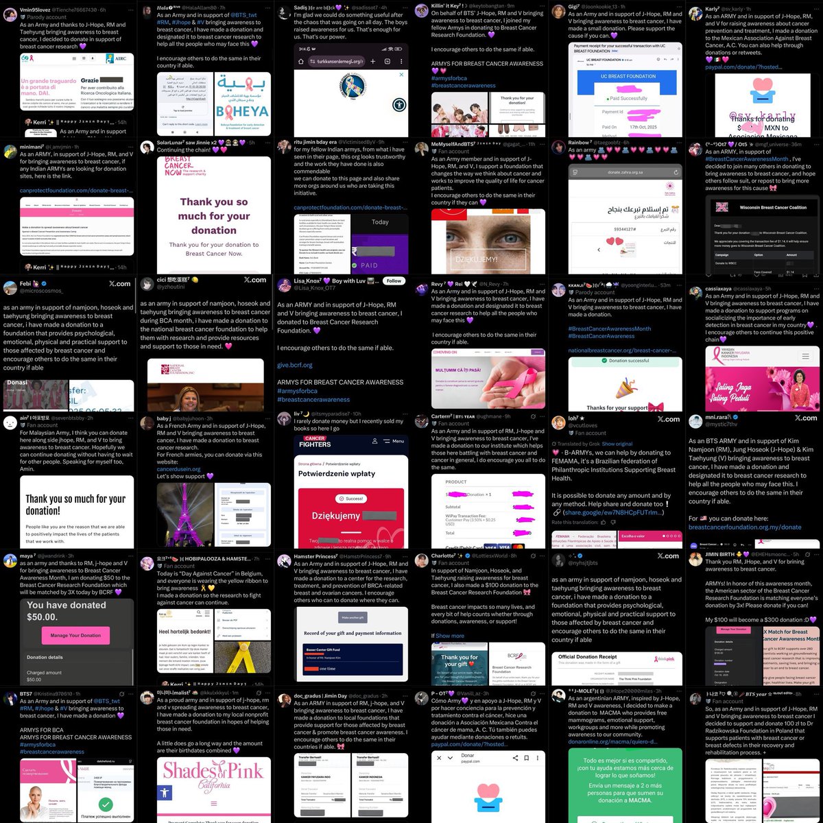 “ARMY lidera la concientización sobre el cáncer de mama. Inspirados por la asistencia de los miembros del grupo, RM, J-Hope y V, a la campaña "Love Your W" de W Korea en Seúl” 💜

ARMYS FOR BCA
ARMYS FOR BREAST CANCER AWARENESS
#ArmysforBCA 
#BreastCancerAwareness
