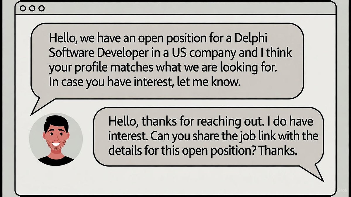 Sr_delphidev's tweet image. Este é um exemplo clássico de uma abordagem por recrutador estrangeiro no Linkedin. Muitos DEVs ainda não conseguem responder a uma simples abordagem de forma a transmitir domínio na língua inglesa.
Seja cordial, agradecendo o contato, e seu interesse. No exemplo abaixo, o…