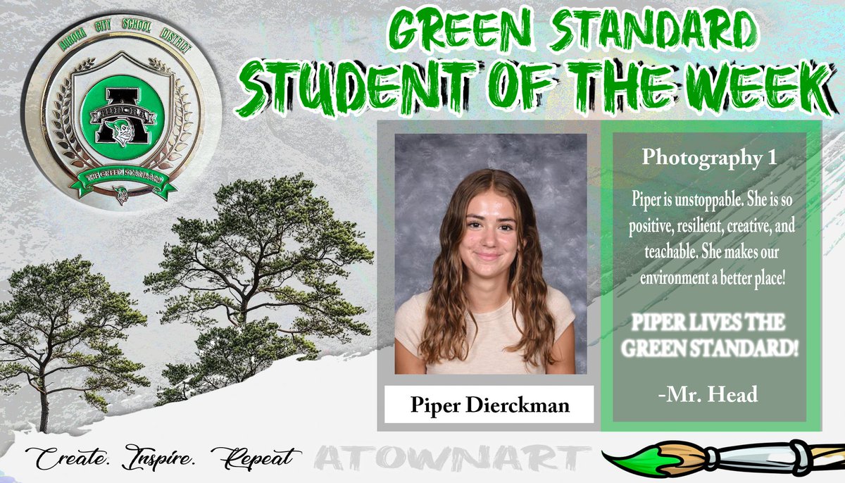 Atown_art21's tweet photo. Congrats, Piper!! #CreateInspireRepeat #ATOWNART @ACSD_MH @AHS_DrPach @DrPMilcetich @AHS_SeanBaker @torresv4msu https://t.co/SOYwyx16dA