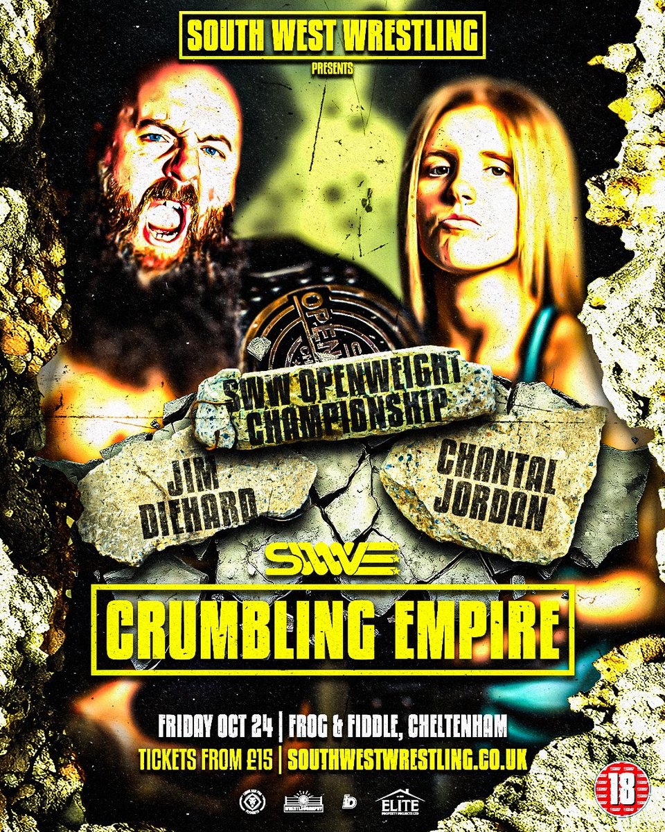 ⚠️ ONE WEEK TO GO ⚠️
 Crumbling Empire hits Cheltenham Oct 24!
Over-18s carnage: fights, chaos, and mayhem in the Frog &amp; Fiddle! Only a few tickets left!
🎟 southwestwrestling.co.uk
#SWW #CrumblingEmpire #UKWrestling #BritishWrestling