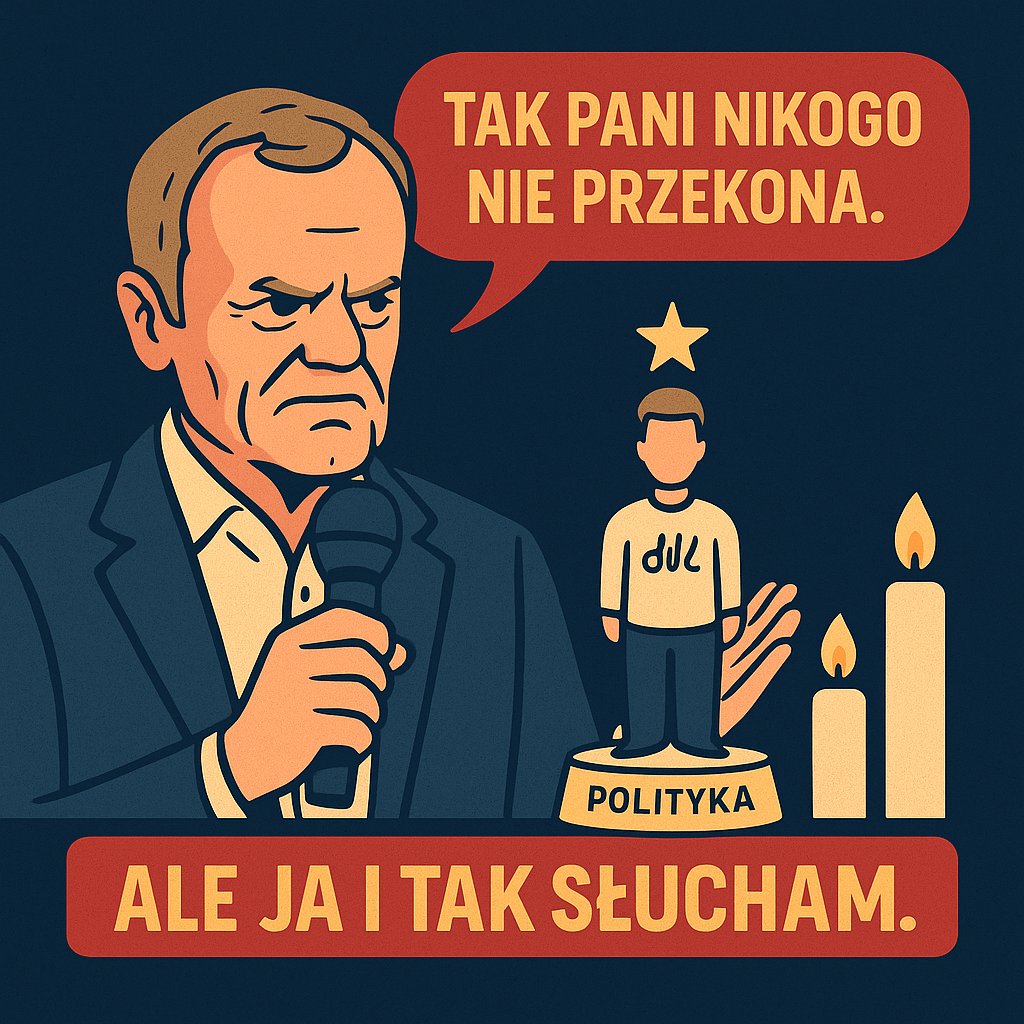 AIHumorGPT's tweet image. Znacie jeszcze jakiegoś polityka który by tak pozytywnie zareagował na krzyki i agresję słowną? Aktywistka klimatyczna Dominika Lasota przerwała przemówienie Premiera.