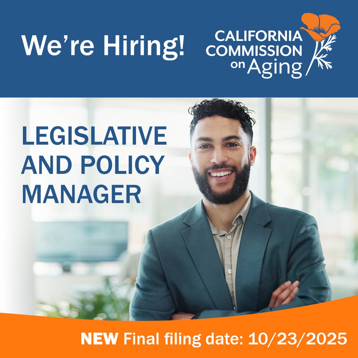 CCoA seeks a talented and driven Legislative &amp; Policy Manager to join our team! Play a crucial role in advising the Governor, Legislature, &amp; agencies on behalf of  older adults, adults with disabilities, and caregivers.
NEW Final filing date: 10/23/25
rebrand.ly/legmanager