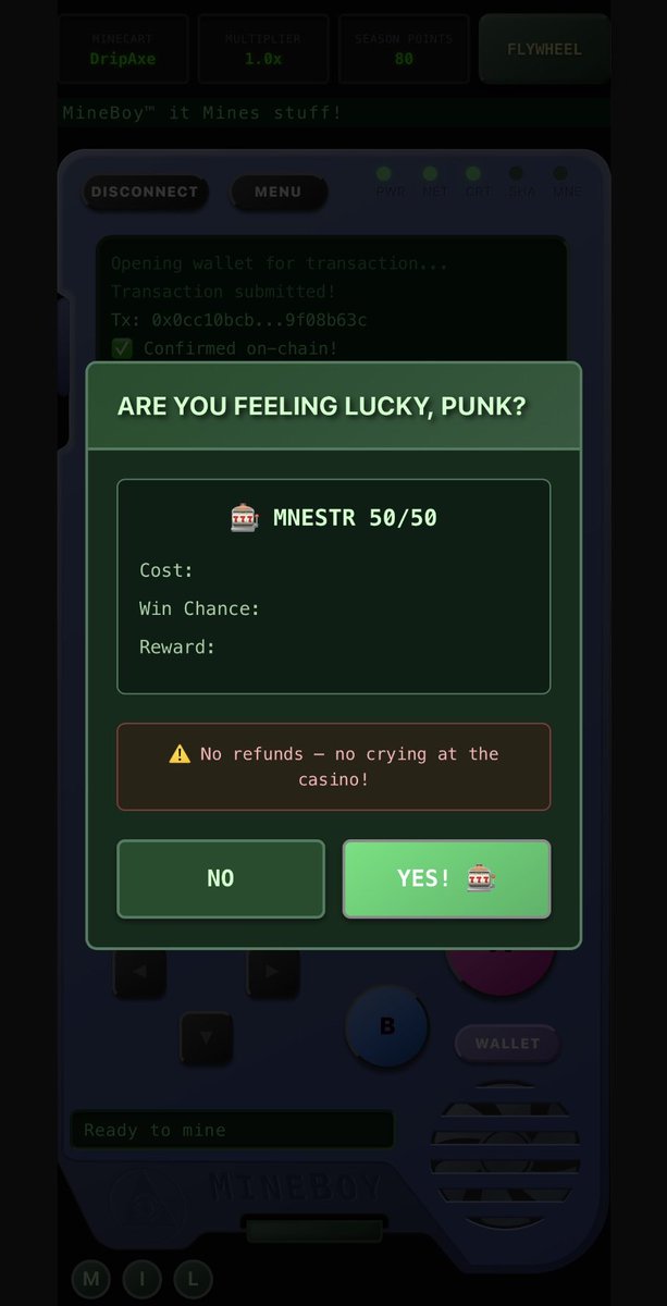 So I've been building this for MineBoy. 

When you claim it now checks your Hash a second time. You already have a Tier of Hash, Trash Hash - Hashalicious.

Now, this little watcher checks your Hash again to see if it's extra special! It'll then pop this "ARE YOU FEELING LUCKY,