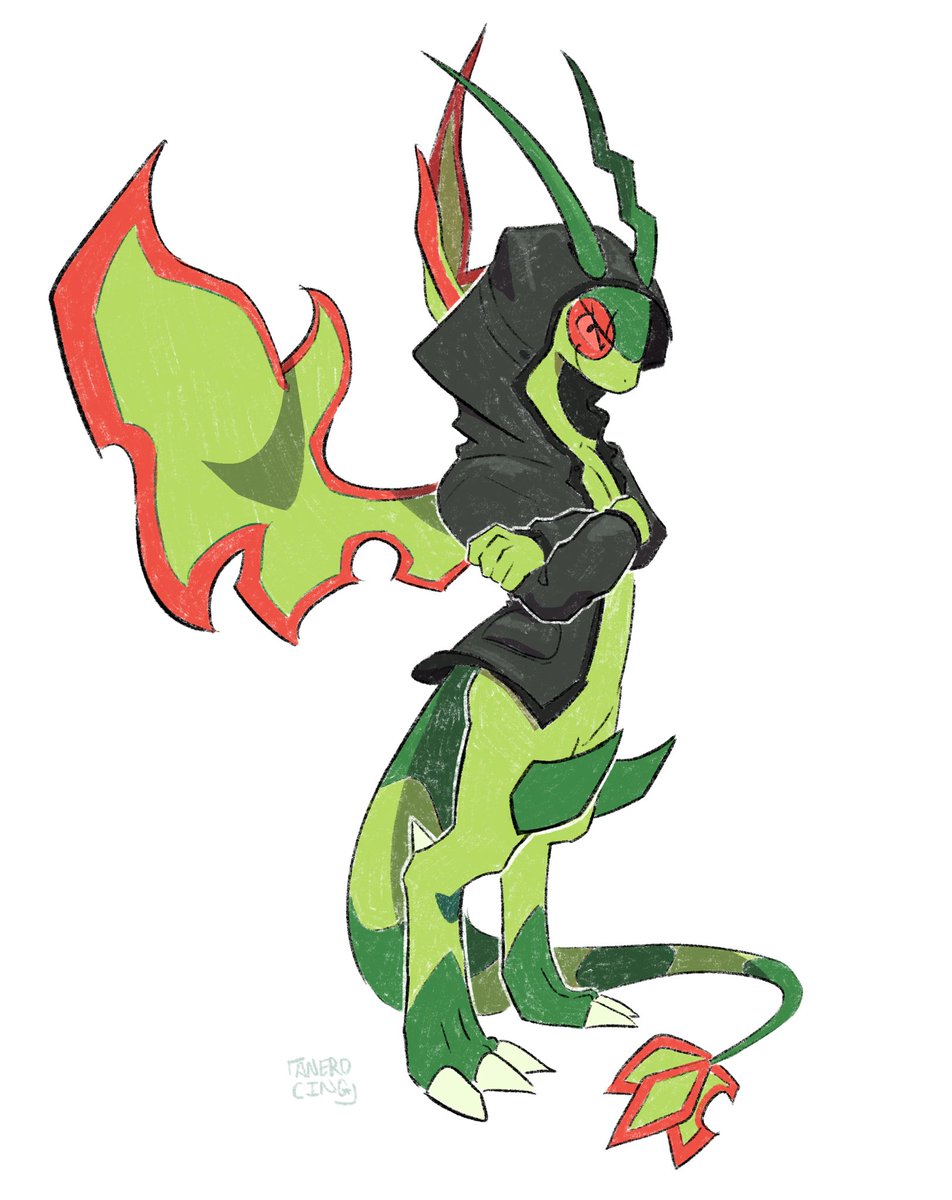 anerocing's tweet image. Another doodle C0mm for @furaigo of their Flygon yippeeee