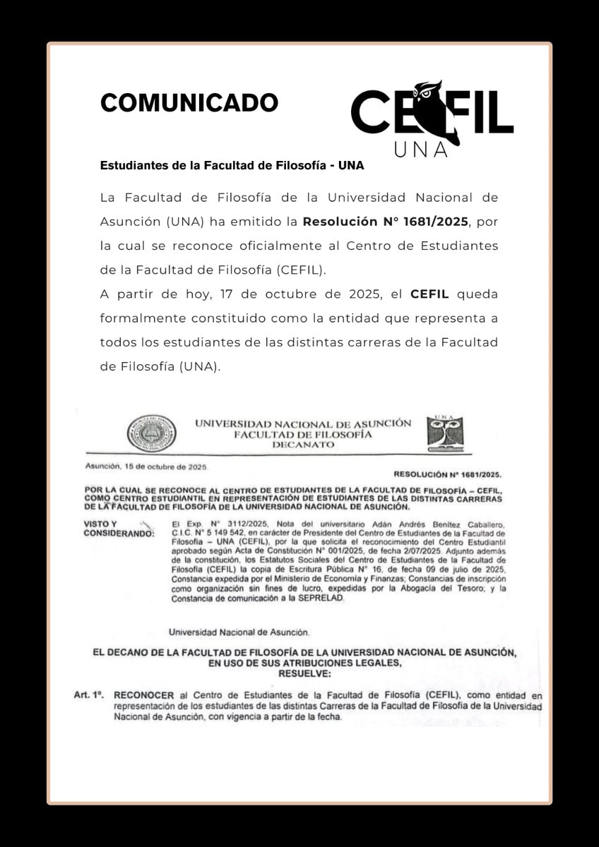No se puede creer lo que están haciendo el decano y la comisión directiva de la Facultad de Filosofía de la UNA.

Están creando un centro de estudiantes afín, sin consulta del estamento. El objetivo es sepultar al CEFFUNA y evitar que el gremio tenga una dirigencia crítica.