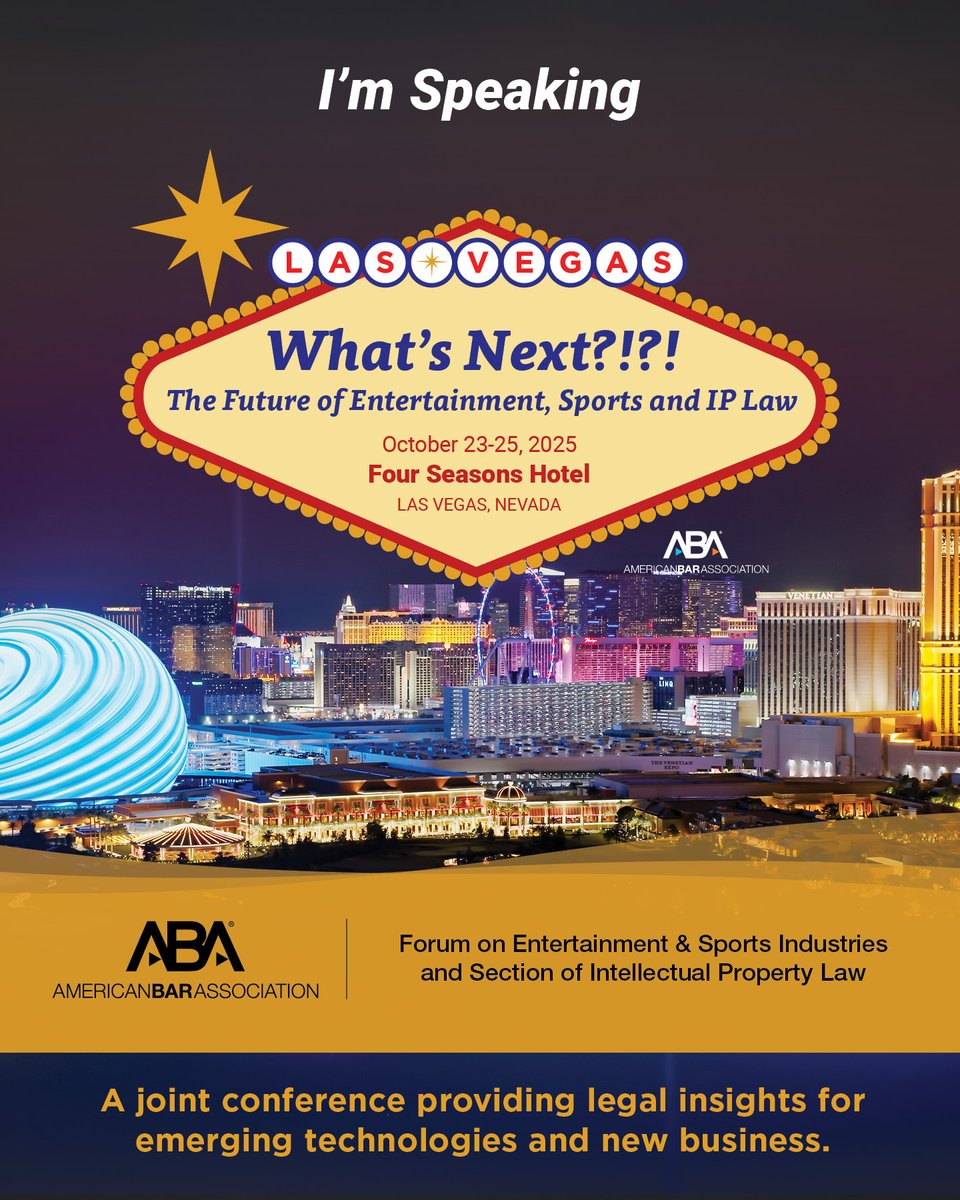 We are 5 days away! Join us &amp; the ABA IP Law Section on 10/23-10/25 <a href="/FSLasVegas/">Four Seasons Vegas</a>. Learn the latest on the hottest legal issues &amp; check out great activities, like the Punk Rock Musm, the Sphere and Earth, Wind &amp; Fire! Register @ the link in our bio! #abaesip2025vegas