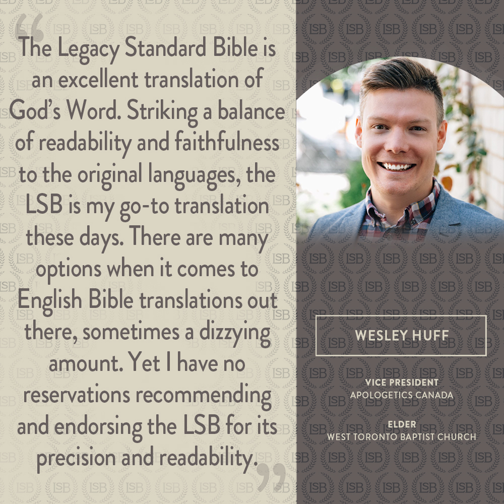 Thank you <a href="/WesleyLHuff/">Wes Huff</a> for your endorsement of the LSB! ⁠
⁠
If you are a pastor or teacher who has benefited from using the LSB, submit your name, position, church name &amp; website, 1-2 sentence endorsement and headshot to info@316publishing.com⁠.⁠
⁠
316publishing.com/pages/endorsem…