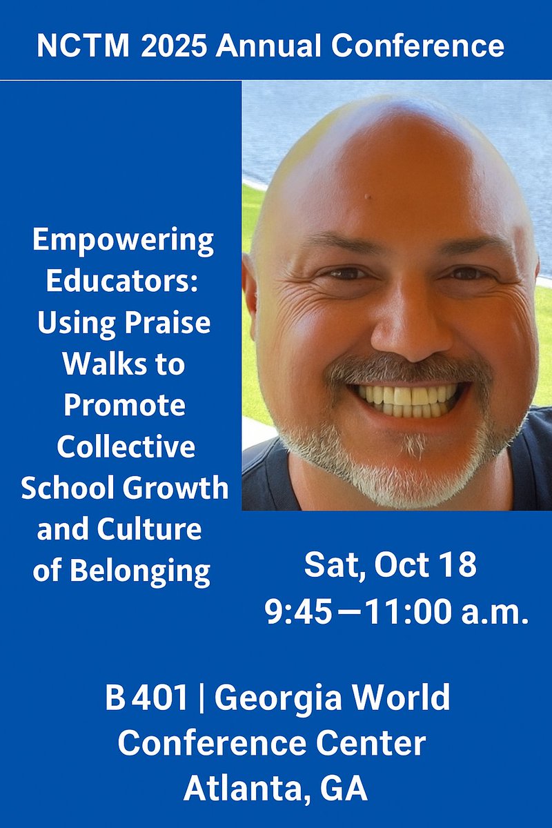 teedjvt's tweet photo. ⭐ Please join me for my last session this week (and one of the last ones of the conference)!
🅿️raise Walks
(WHAT they are and HOW to do them!)
➡️ When: Saturday, October 18th
➡️ Time: 9:45- 11:00 am
➡️ Where: B 401
#NCTMATL25 #PraiseWalks #GoodVibesOnly @NCTM https://t.co/ygdeBcXTUi