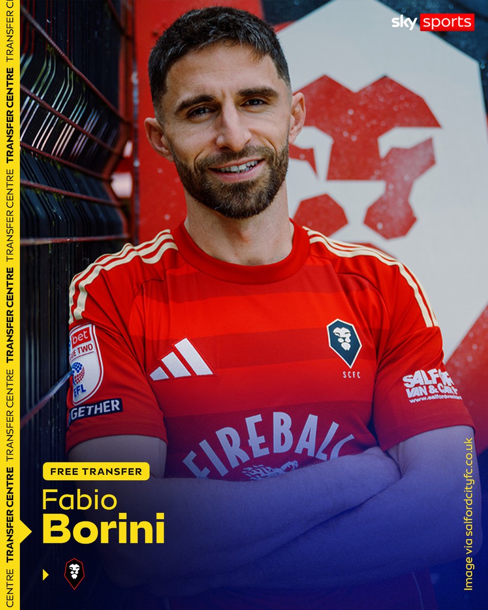 SkyFootball's tweet image. Salford City have signed former Premier League and Serie A striker Fabio Borini on a short-term deal! ✍️🔴