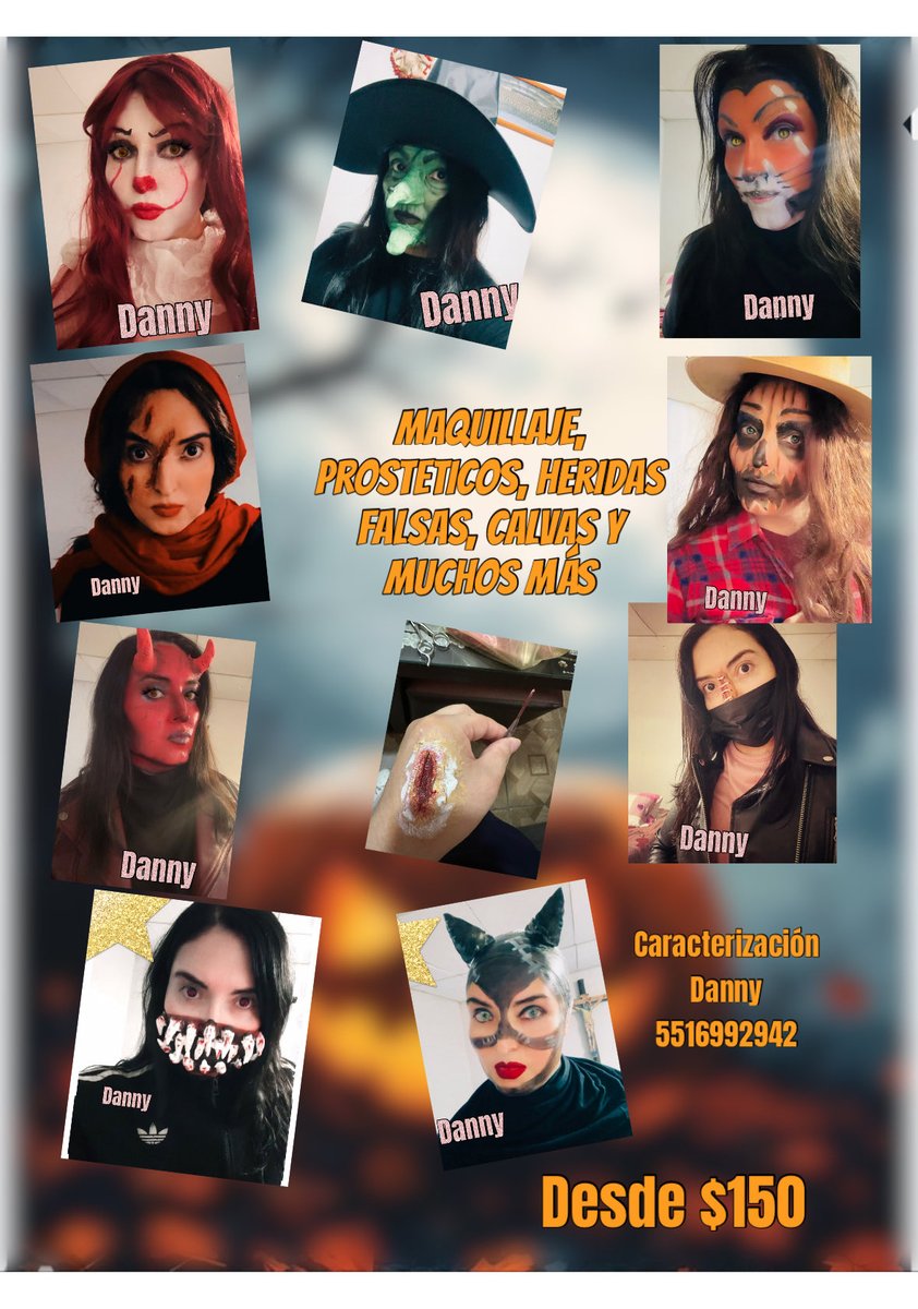 Hola chicos, estaré haciendo caracterizaciones para que ganen el mejor disfraz este Halloween 🎃