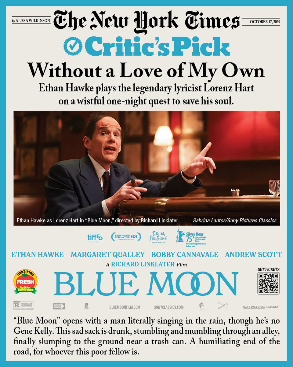 Sony Pictures Classics (@sonyclassics) on Twitter photo BLUE MOON is an official <a href="/nytimes/">The New York Times</a> critics pick! #BlueMoon now playing in New York & Los Angeles - nationwide next Friday! BLUE MOON is an official <a href="/nytimes/">The New York Times</a> critics pick! #BlueMoon now playing in New York & Los Angeles - nationwide next Friday!