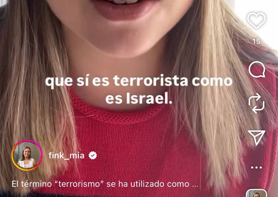 Decir que “Hamás no es terrorista” es estar orgullosa de ser IGNORANTE. Secuestran niños, violan mujeres, asesinan civiles y celebran masacres y ejecuciones públicas en video.

Y por si la señorita no sabía: ISIS, Hezbolá y los talibanes también creían tener una causa. Edúquense.