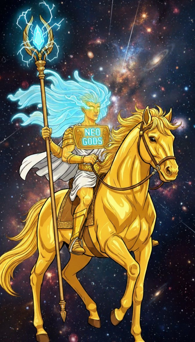 Satoshisavy's tweet photo. Riding through the cosmos, a new era dawns. The power of the universe flows within. π Behold the rise of the #NeoGods! β¨ππ https://t.co/6cVL3kou3T