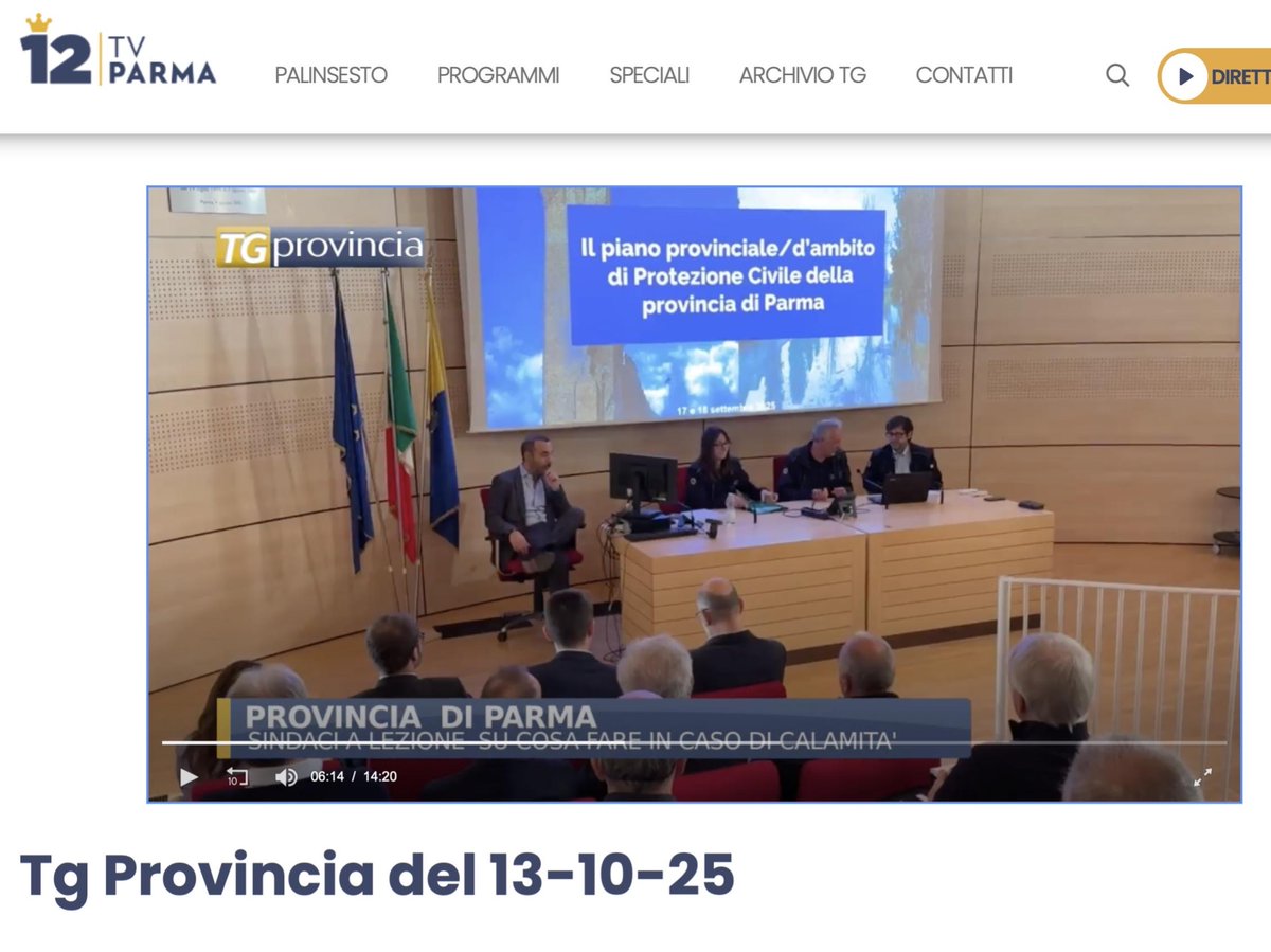 ParmenseNet's tweet photo. PROVINCIA. Sindaci a lezione su come intervenire in caso di calamità
GUARDA il servizio in onda su TVPARMA, nel TG Provincia del 13 Ottobre 2025
Lo trovi CLICCANDO sul link al minuto 05.21
https://t.co/tNO8NHTsvR https://t.co/RbVbACzdlo